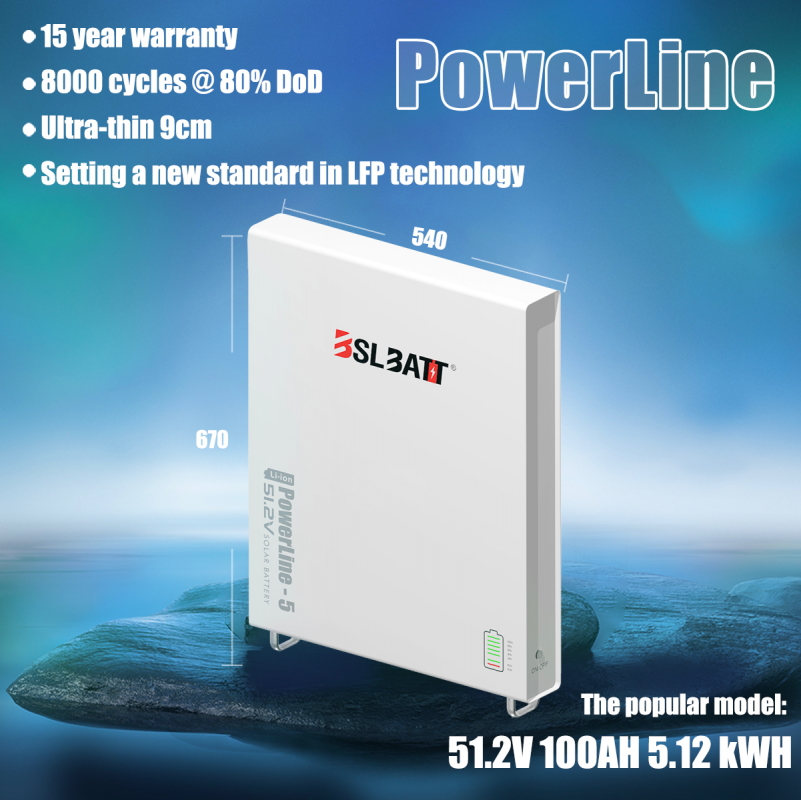 BSL Battery 51 2V Powerline 100Ah 5 1 KWh Wall Mount Shop Solar